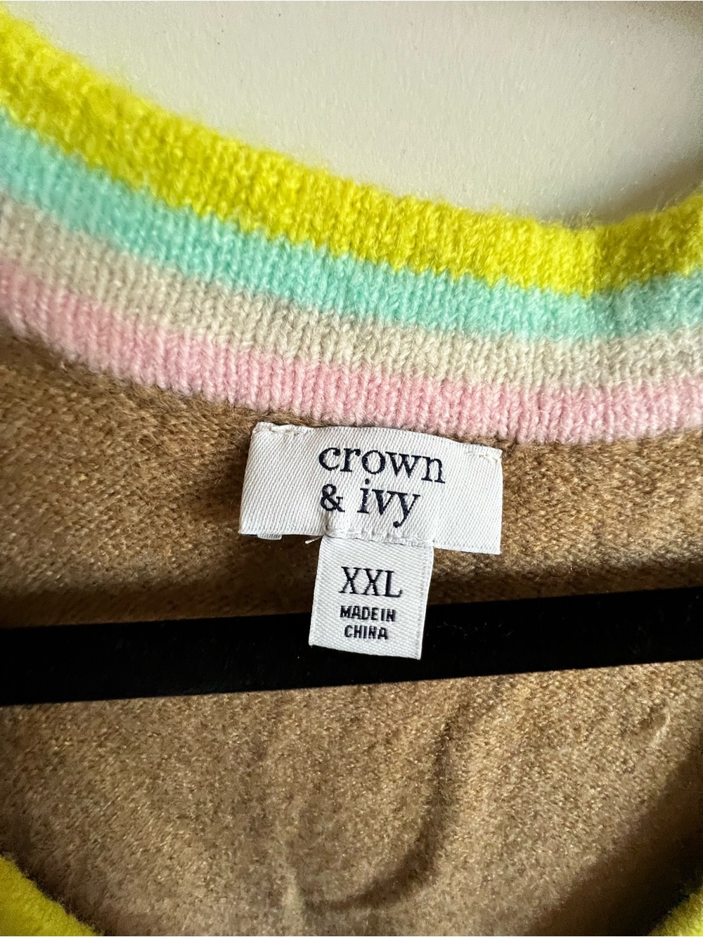 crown & ivy Camel Cardigan with Pastel Trim - Picture 4 of 6